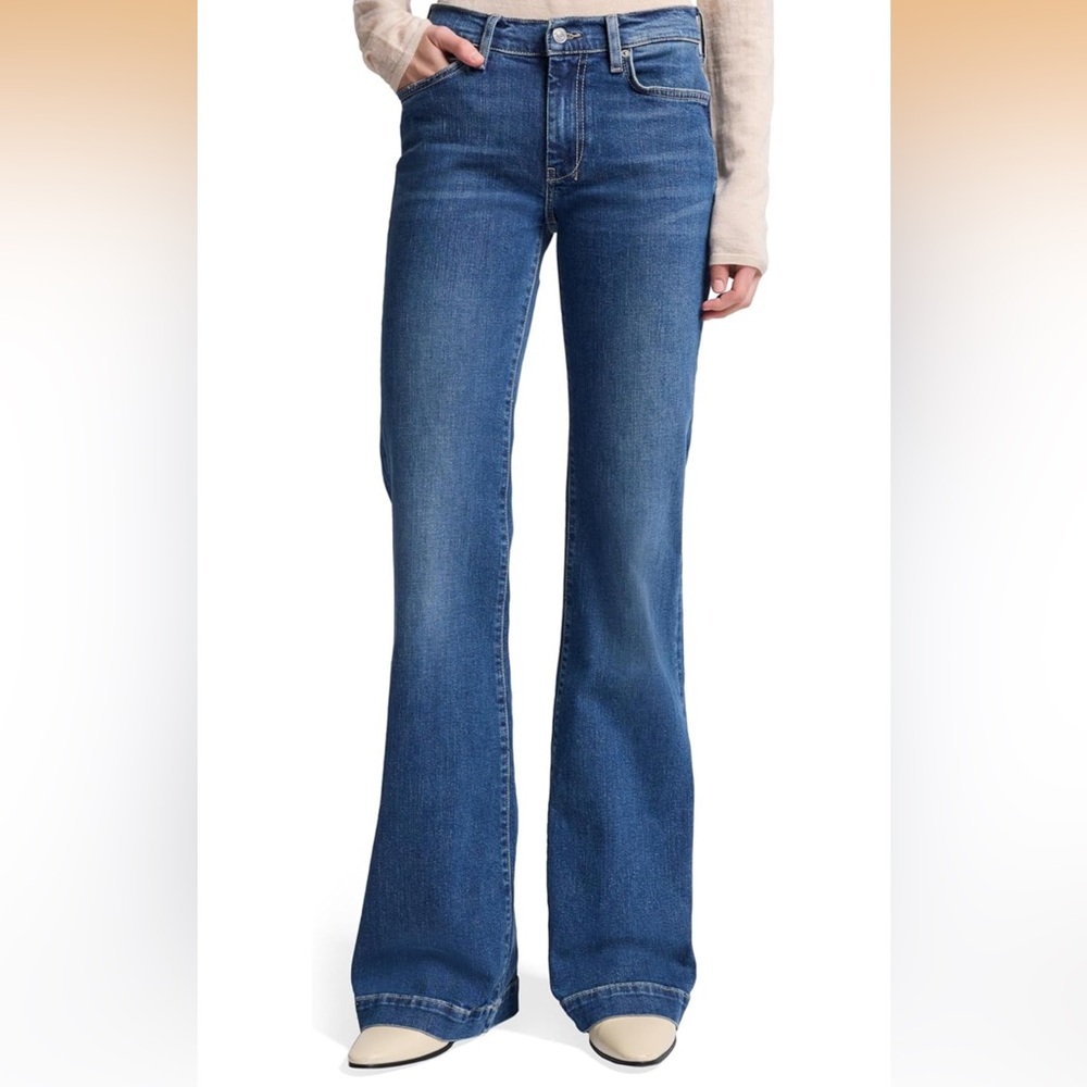 NWT 7 For All Mankind Dojo Flare Jeans Size 29 Medium Wash Tailorless Wide Leg
